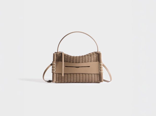 LOAFER BAG IN TAUPE WOVEN LEATHER