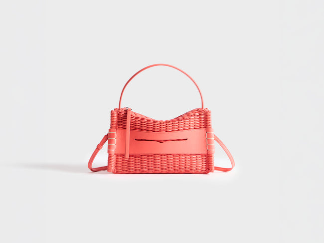 LOAFER BAG IN CORAL WOVEN LEATHER