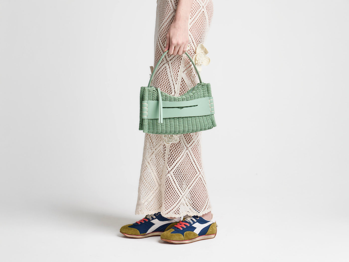 LOAFER BAG IN SAGE WOVEN LEATHER