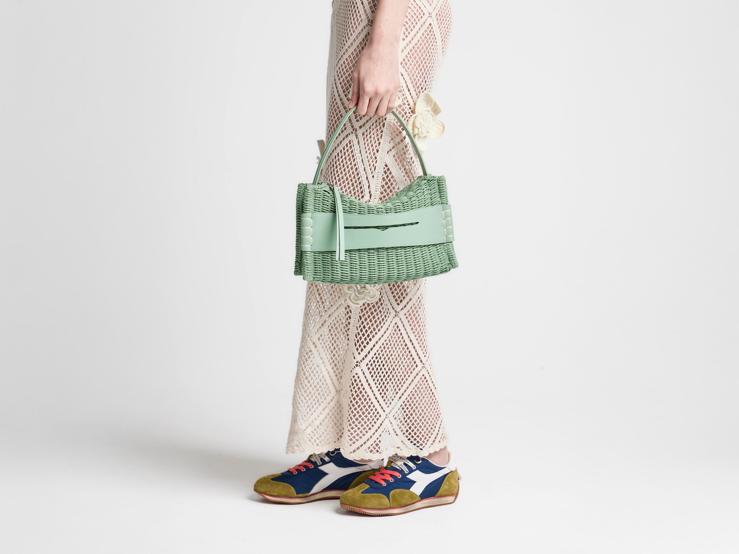 LOAFER BAG IN SAGE WOVEN LEATHER