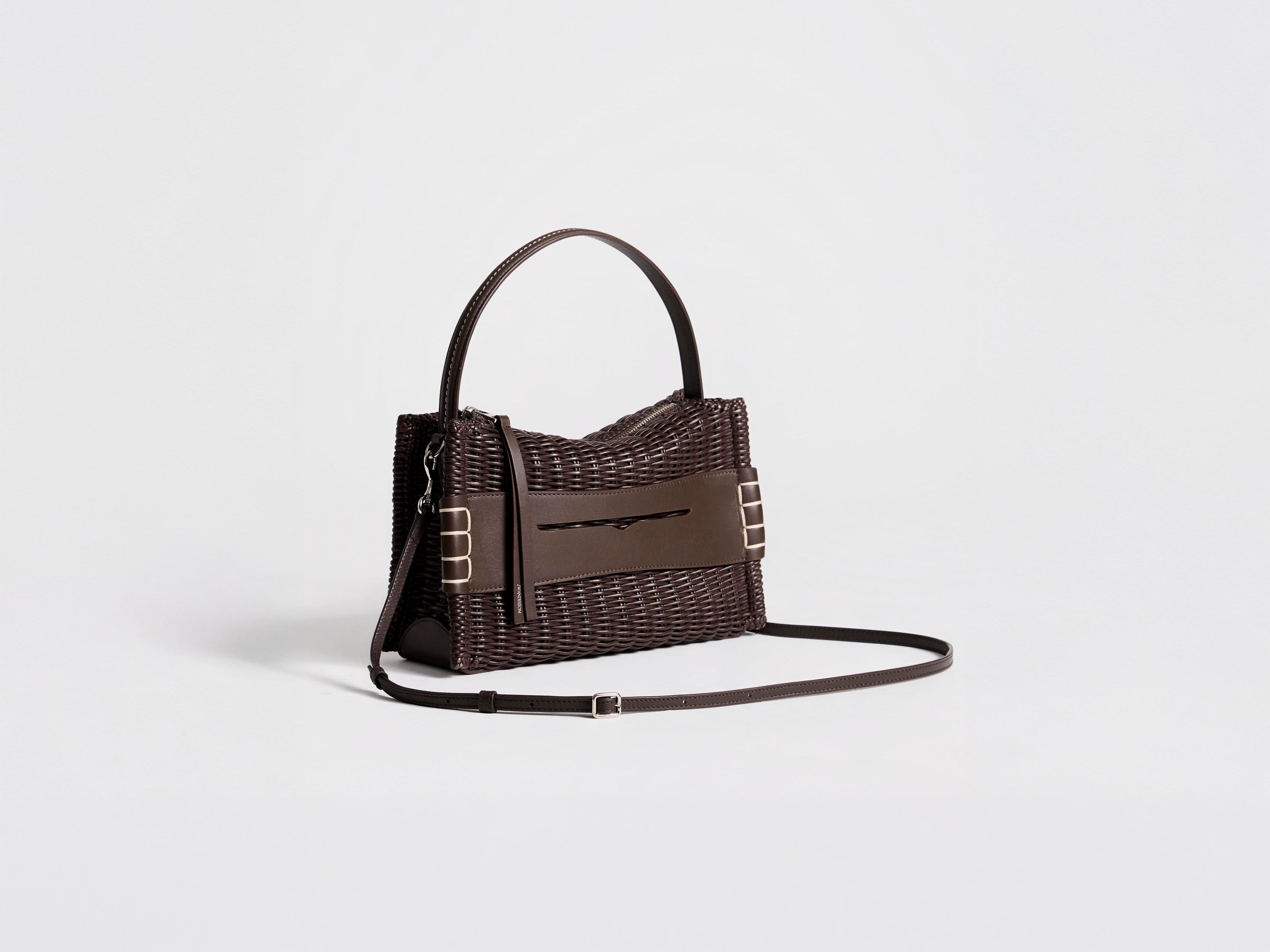 LOAFER BAG IN CHOCOLATE BROWN WOVEN LEATHER in CHOCOLATE BROWN