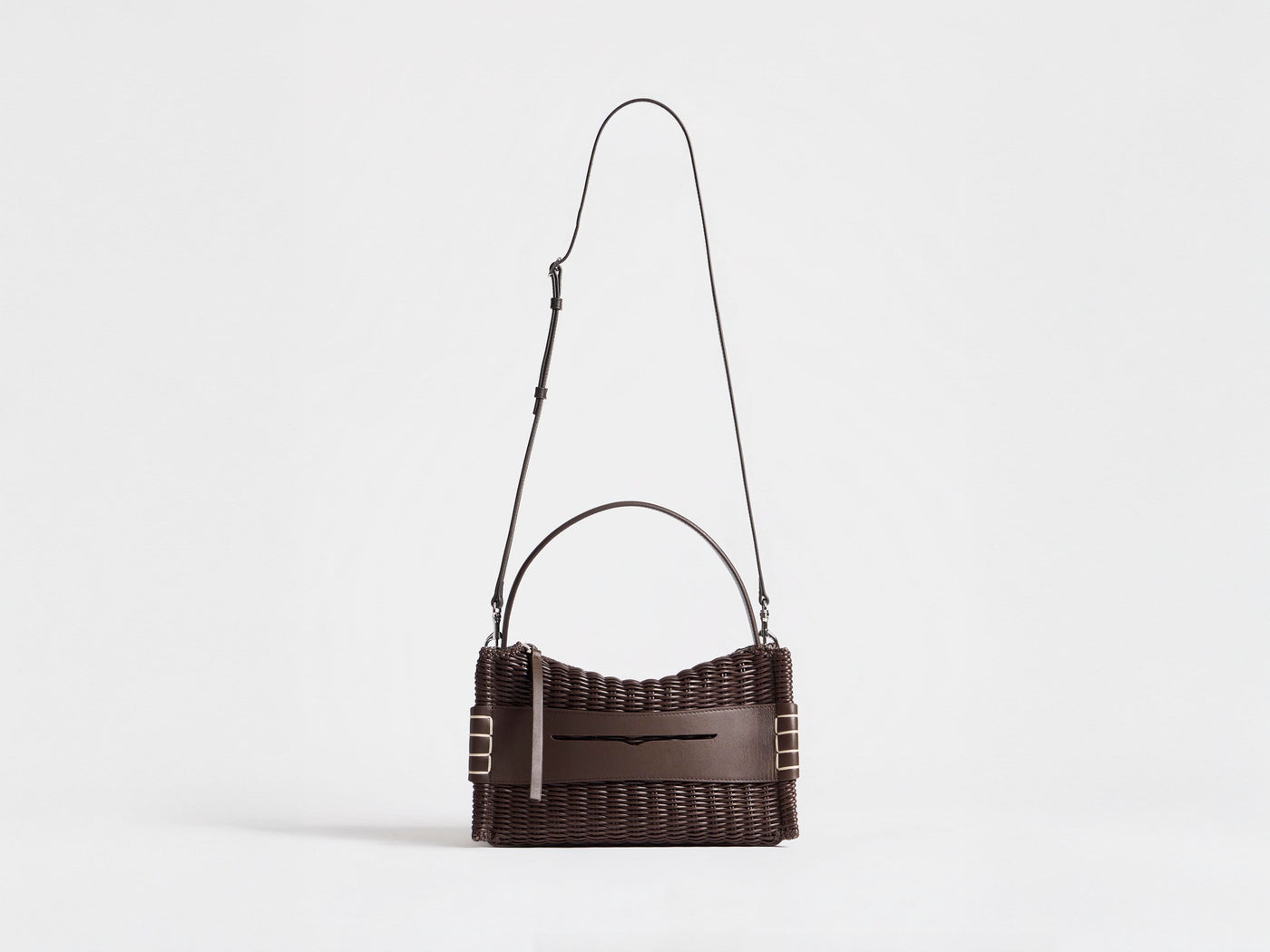 LOAFER BAG IN CHOCOLATE BROWN WOVEN LEATHER