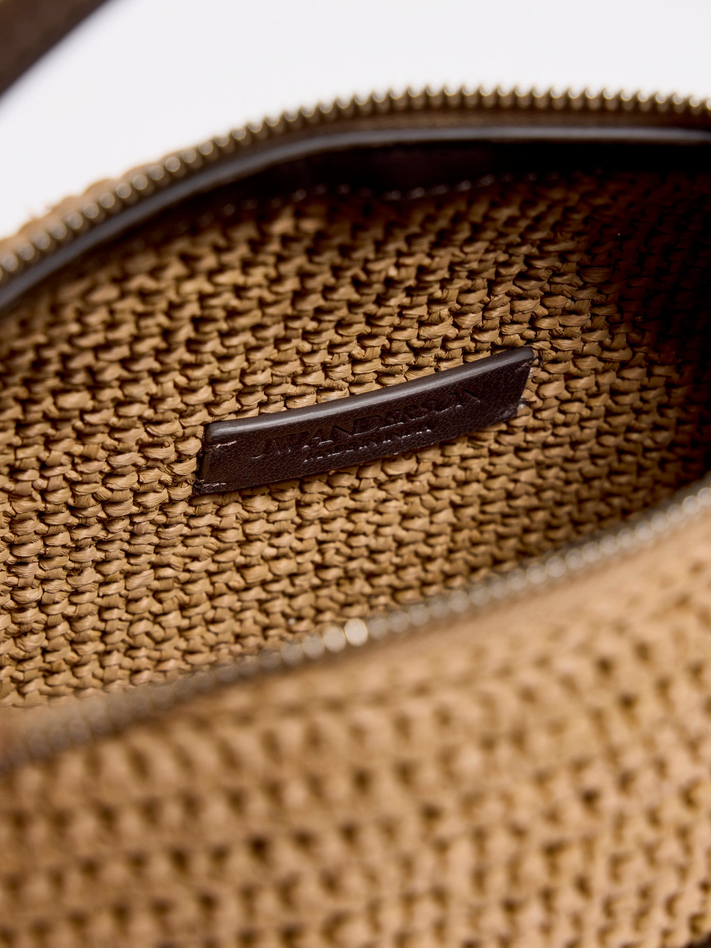 SMALL LOAFER BAG IN NATURAL & BROWN CROCHETED RAFFIA
