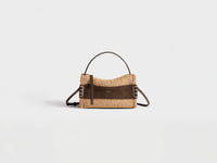 SMALL LOAFER BAG IN NATURAL & BROWN CROCHETED RAFFIA