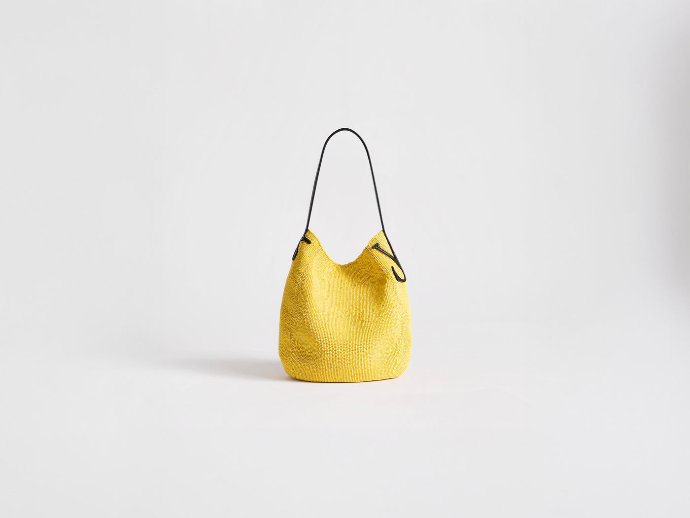 SMALL BEADED BULB BAG IN YELLOW