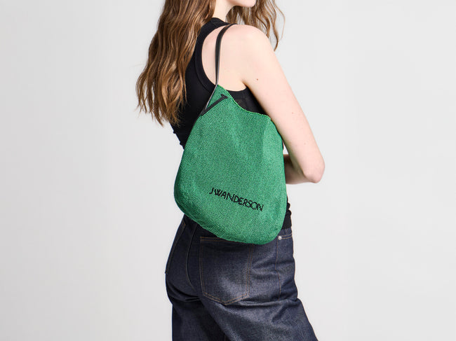 SMALL BEADED BULB BAG IN GREEN