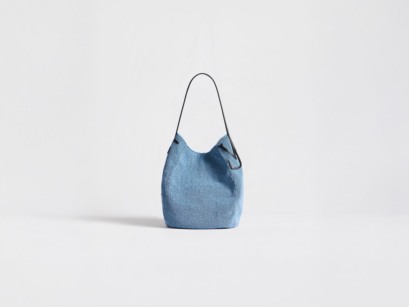 SMALL BEADED BULB BAG IN BLUE