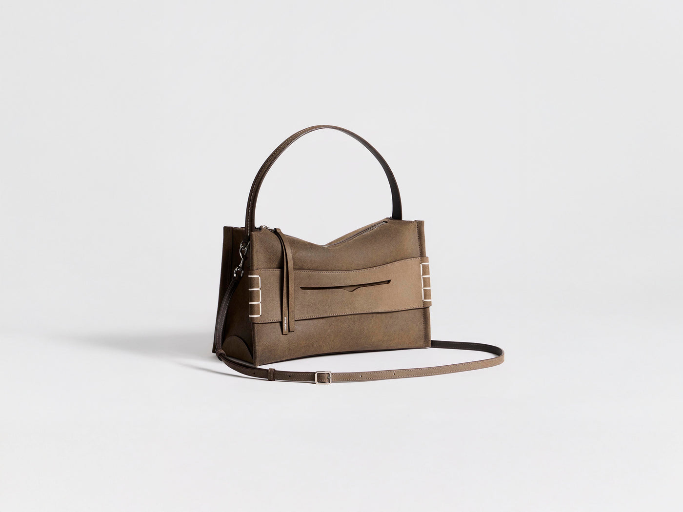 MEDIUM LOAFER BAG IN DARK TAUPE LEATHER