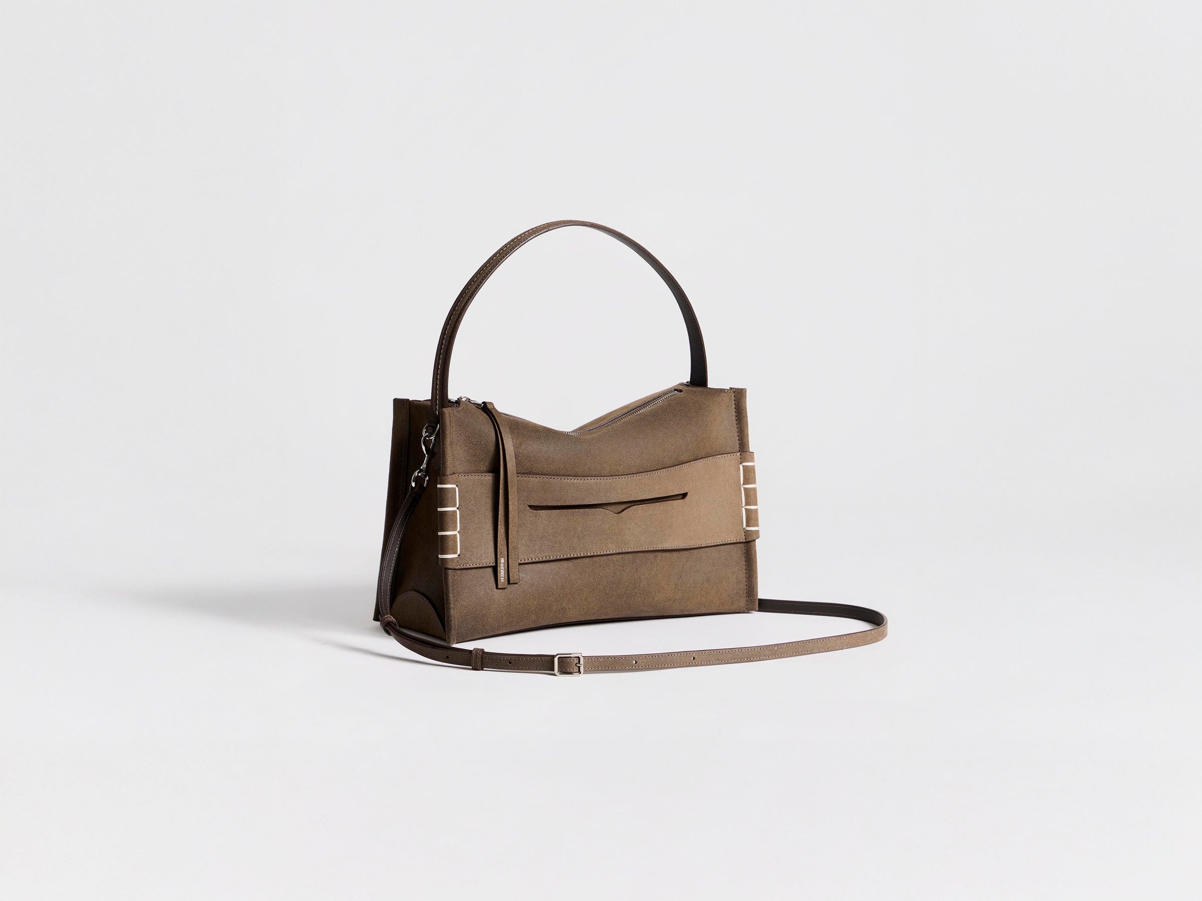 MEDIUM LOAFER BAG IN DARK TAUPE LEATHER