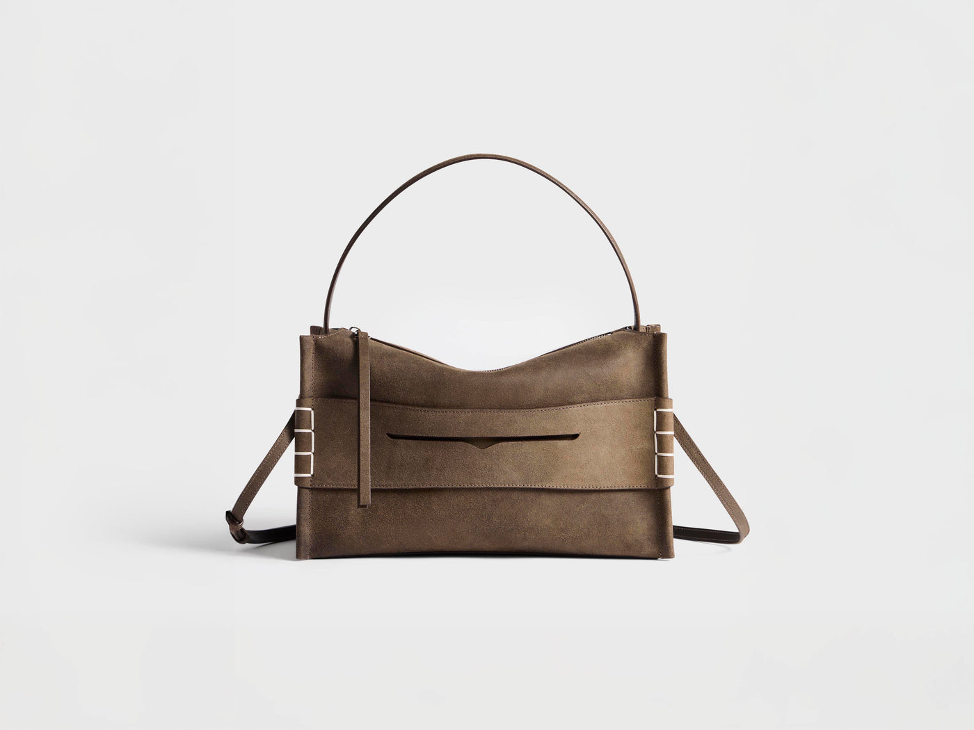MEDIUM LOAFER BAG IN DARK TAUPE LEATHER