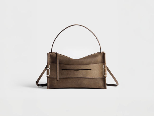 MEDIUM LOAFER BAG IN DARK TAUPE LEATHER