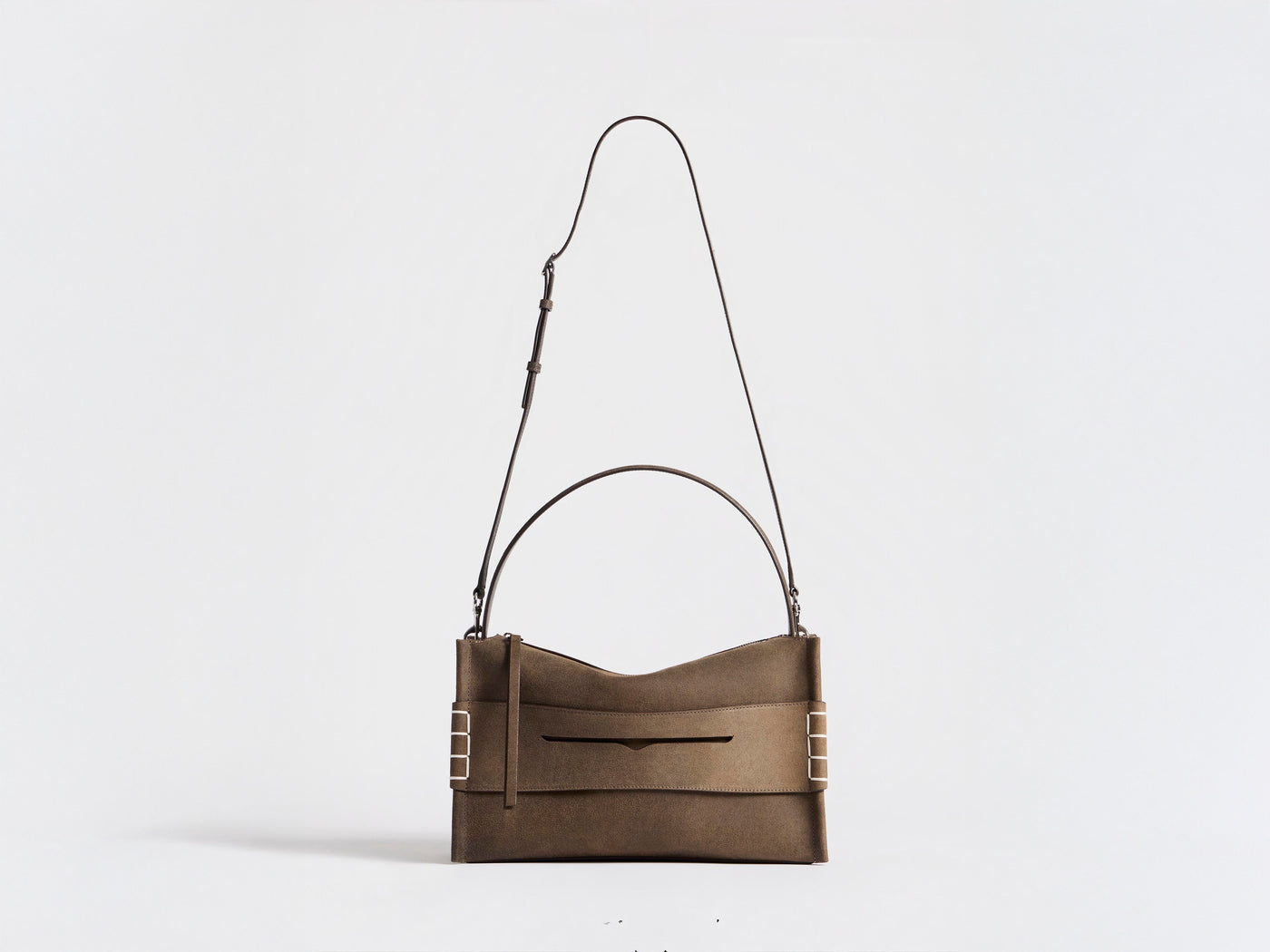 MEDIUM LOAFER BAG IN DARK TAUPE LEATHER