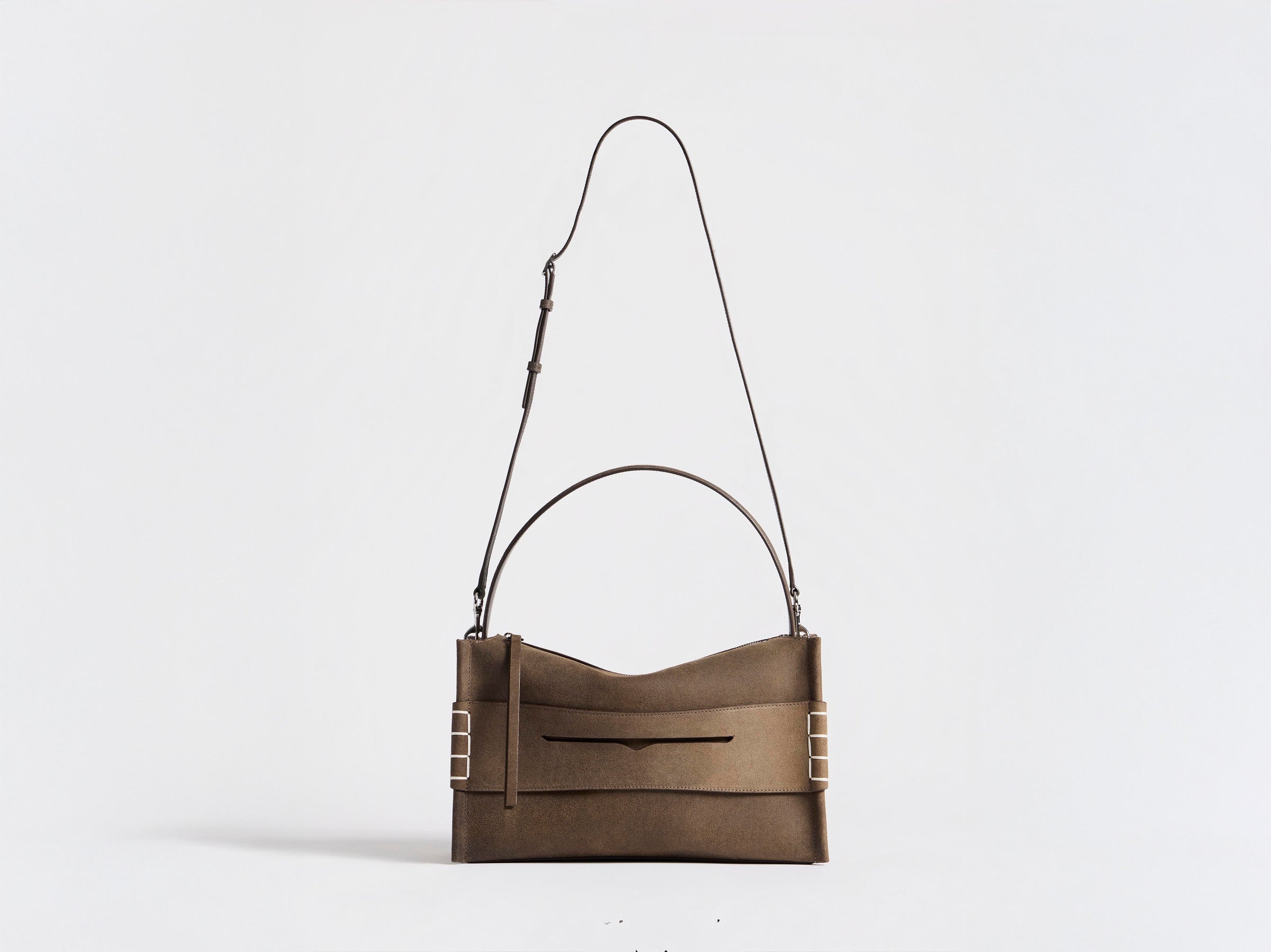 MEDIUM LOAFER BAG IN DARK TAUPE LEATHER
