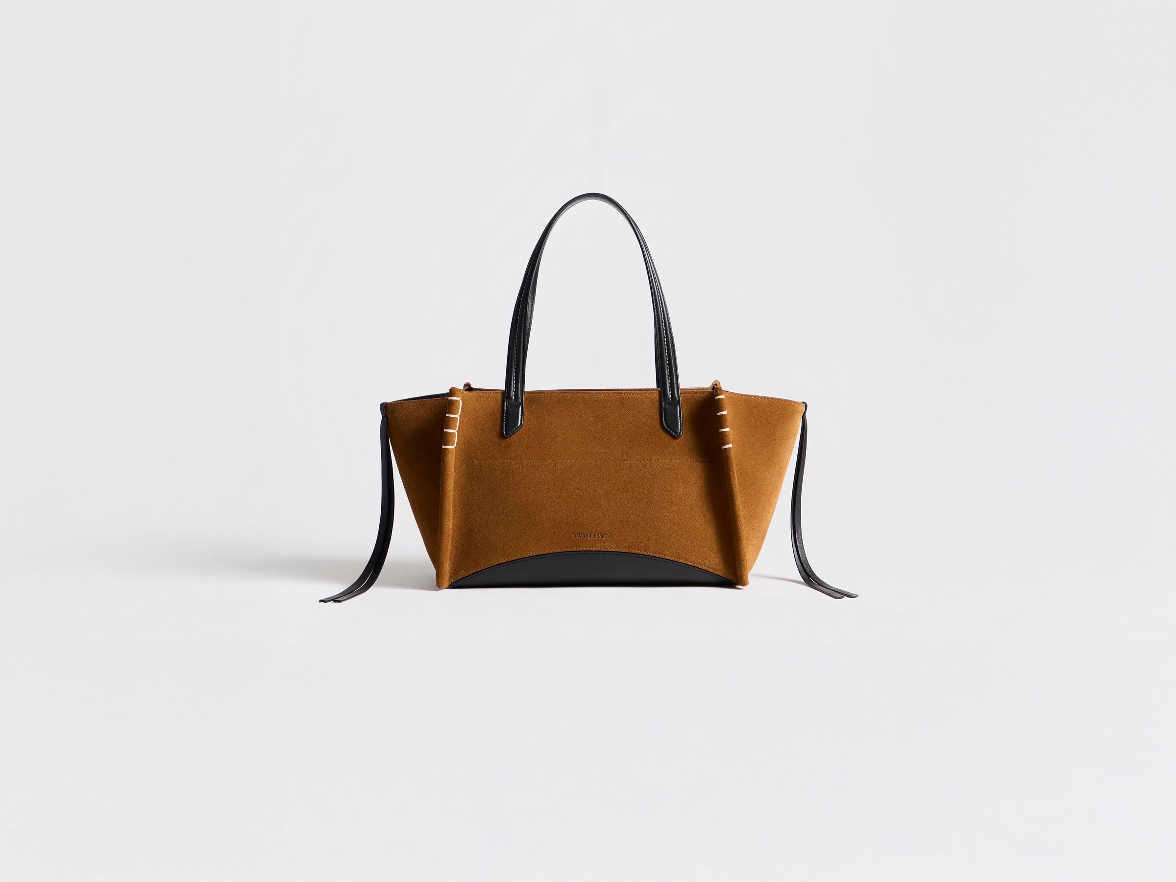 ELONGATED LOAFER CABAS BAG IN CARAMEL SUEDE & BLACK LEATHER