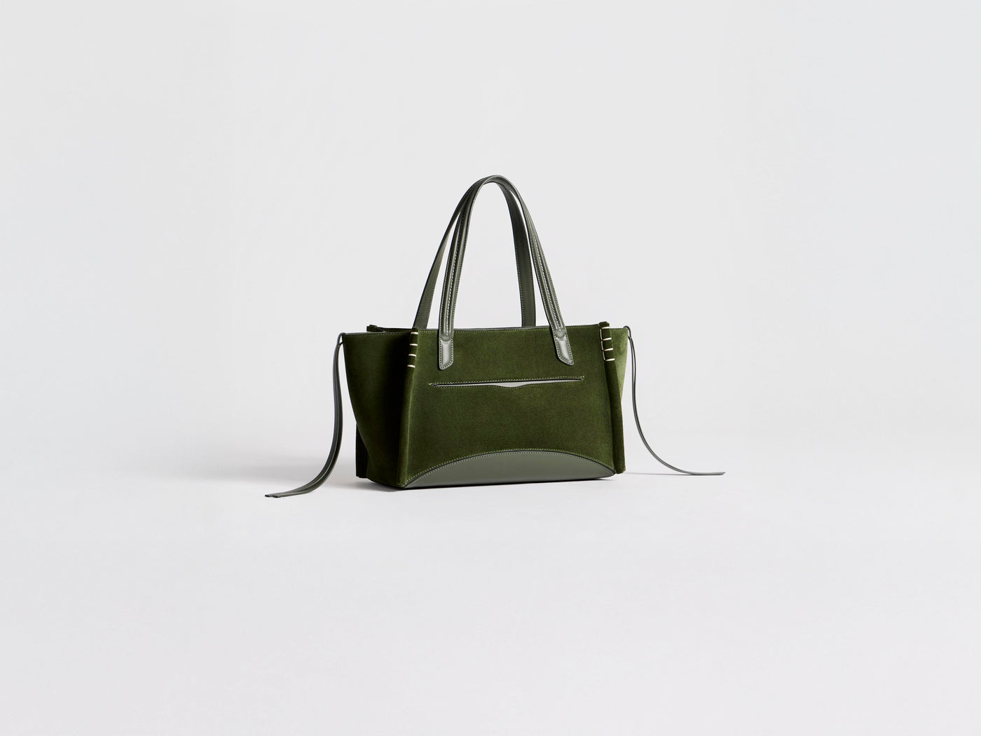 ELONGATED LOAFER CABAS BAG IN KHAKI SUEDE