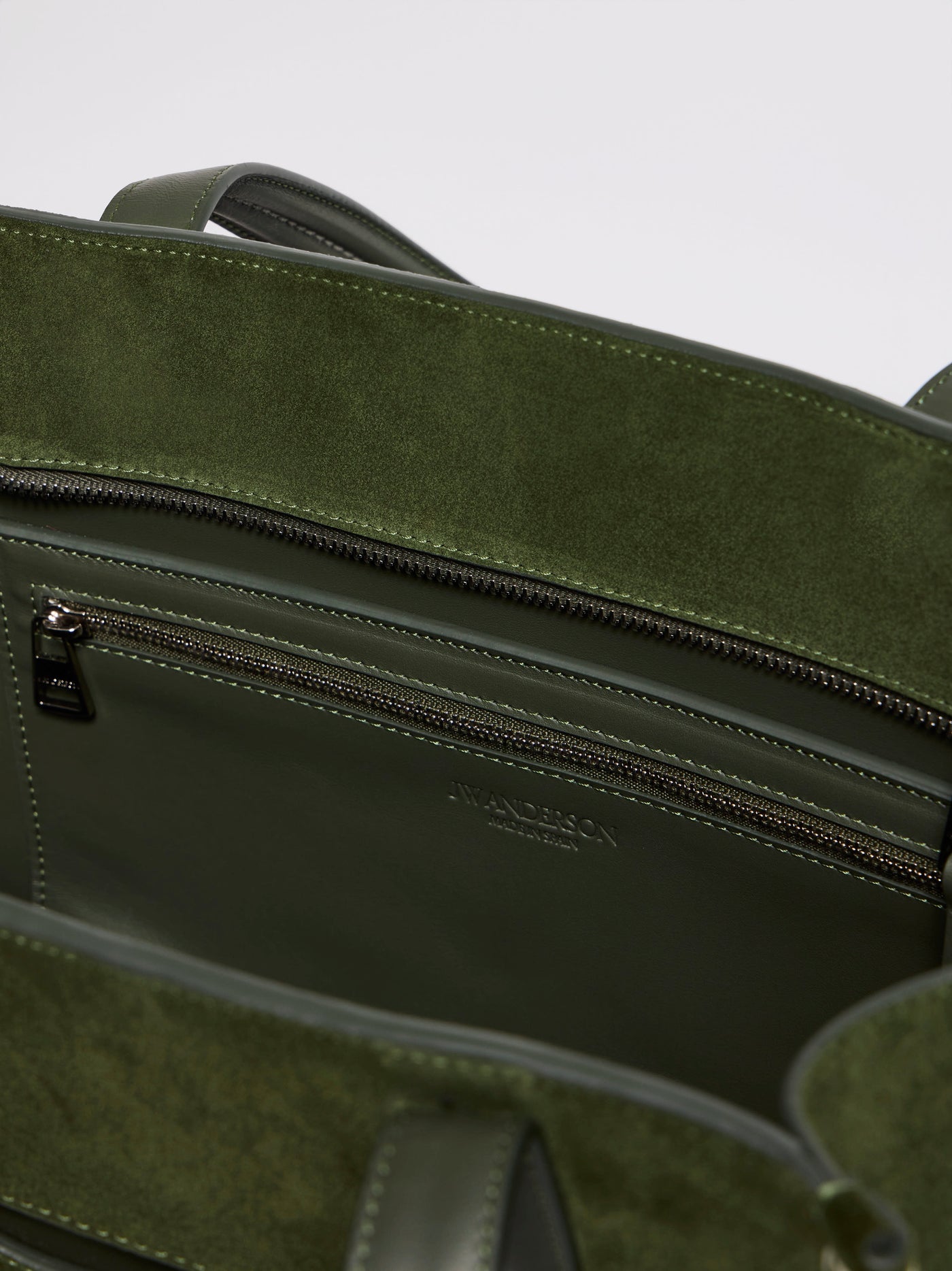 ELONGATED LOAFER CABAS BAG IN KHAKI SUEDE