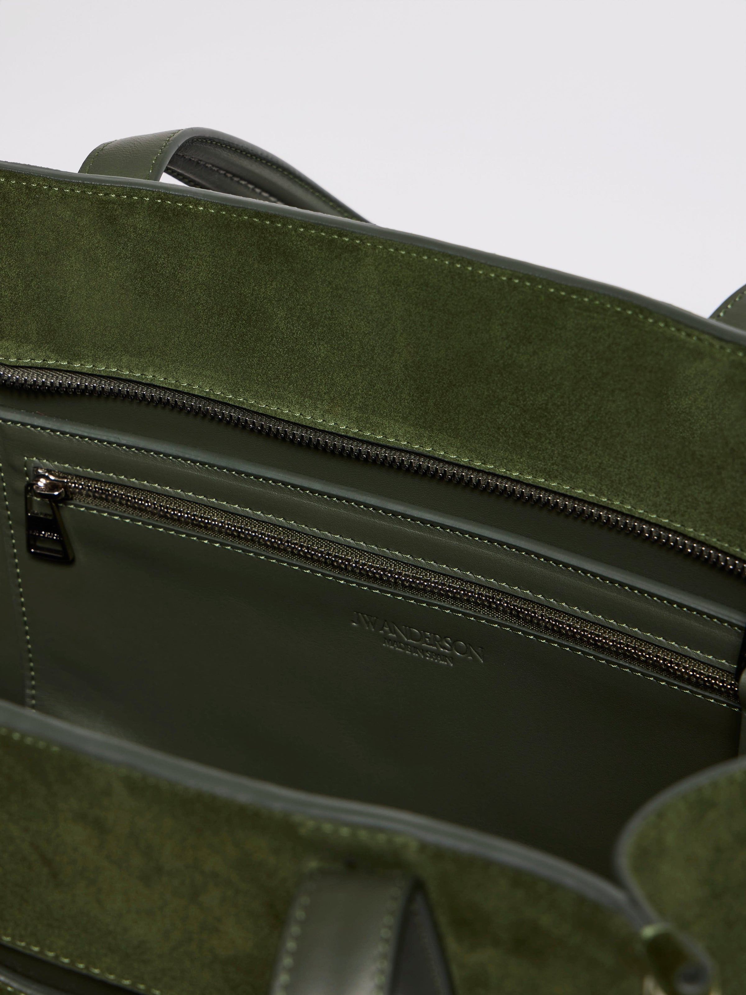 ELONGATED LOAFER CABAS BAG IN KHAKI SUEDE