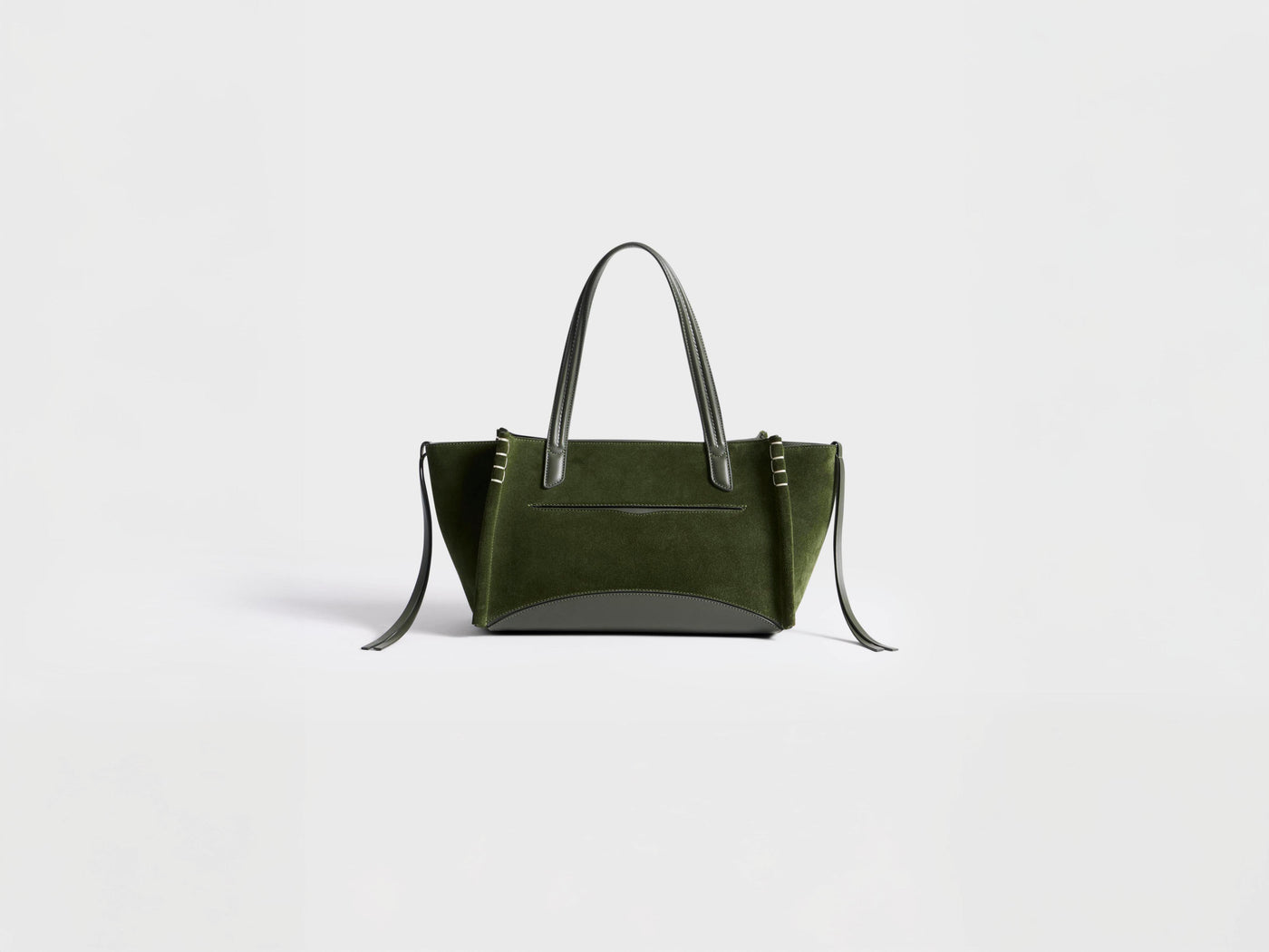 ELONGATED LOAFER CABAS BAG IN KHAKI SUEDE