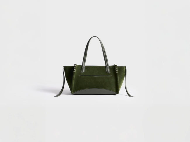 ELONGATED LOAFER CABAS BAG IN KHAKI SUEDE