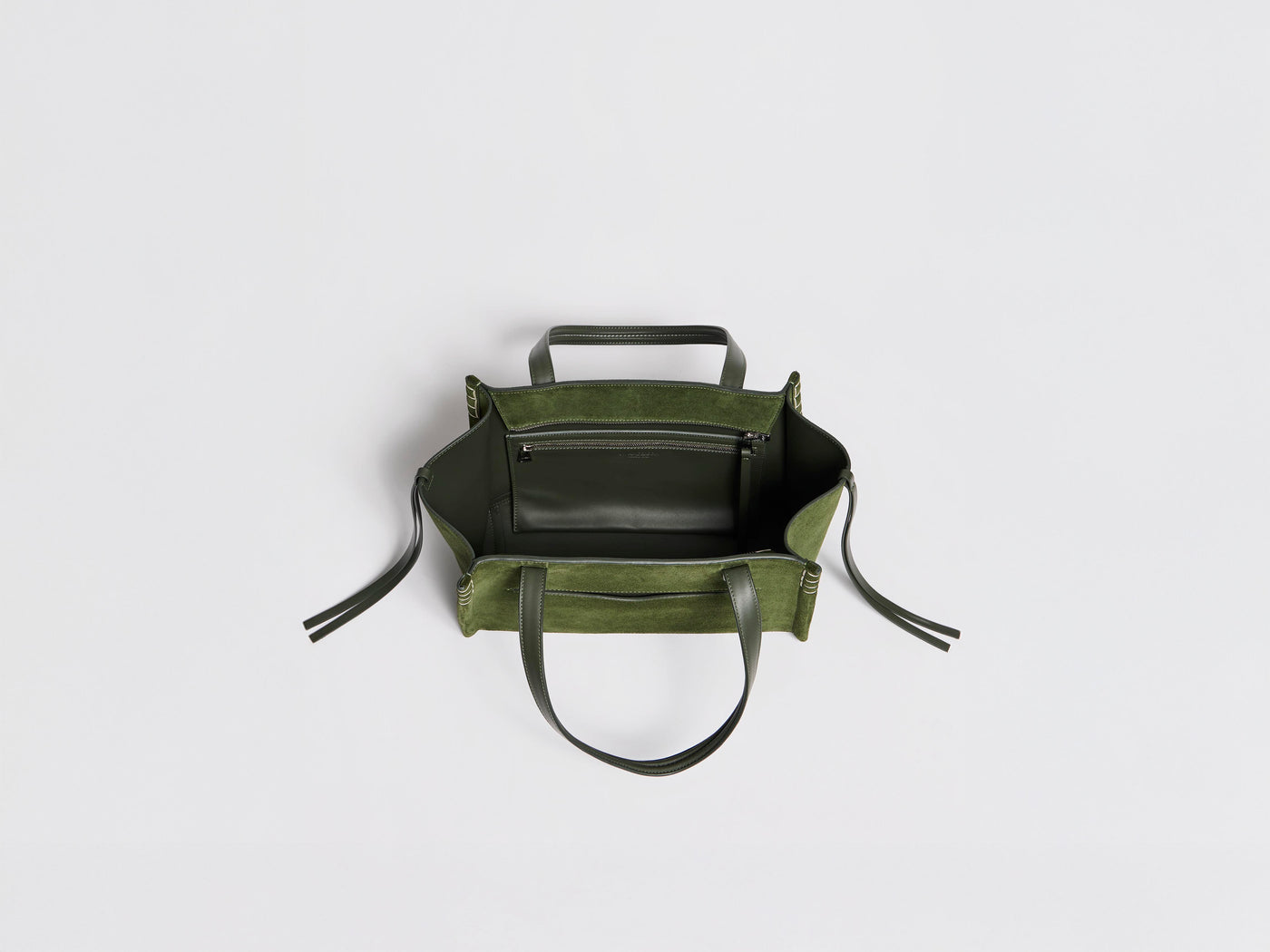 ELONGATED LOAFER CABAS BAG IN KHAKI SUEDE