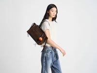ELONGATED LOAFER CABAS BAG IN BROWN SUEDE