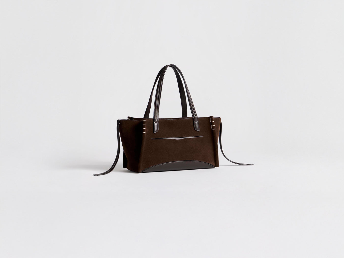ELONGATED LOAFER CABAS BAG IN BROWN SUEDE