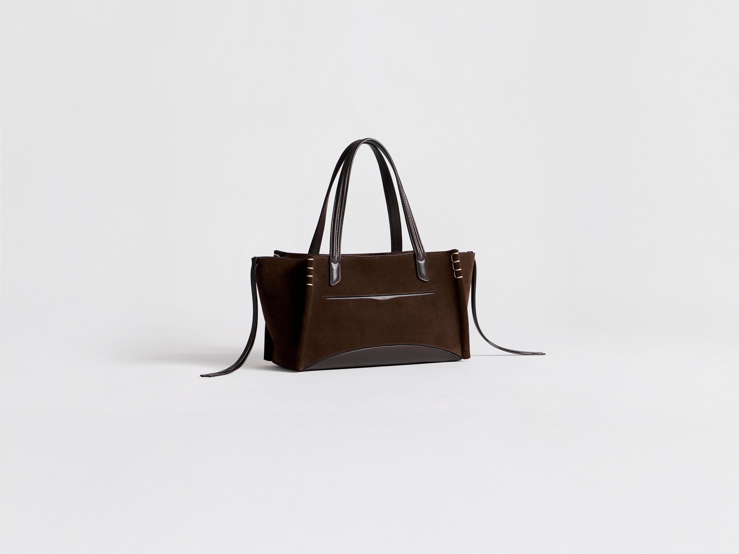 ELONGATED LOAFER CABAS BAG IN BROWN SUEDE