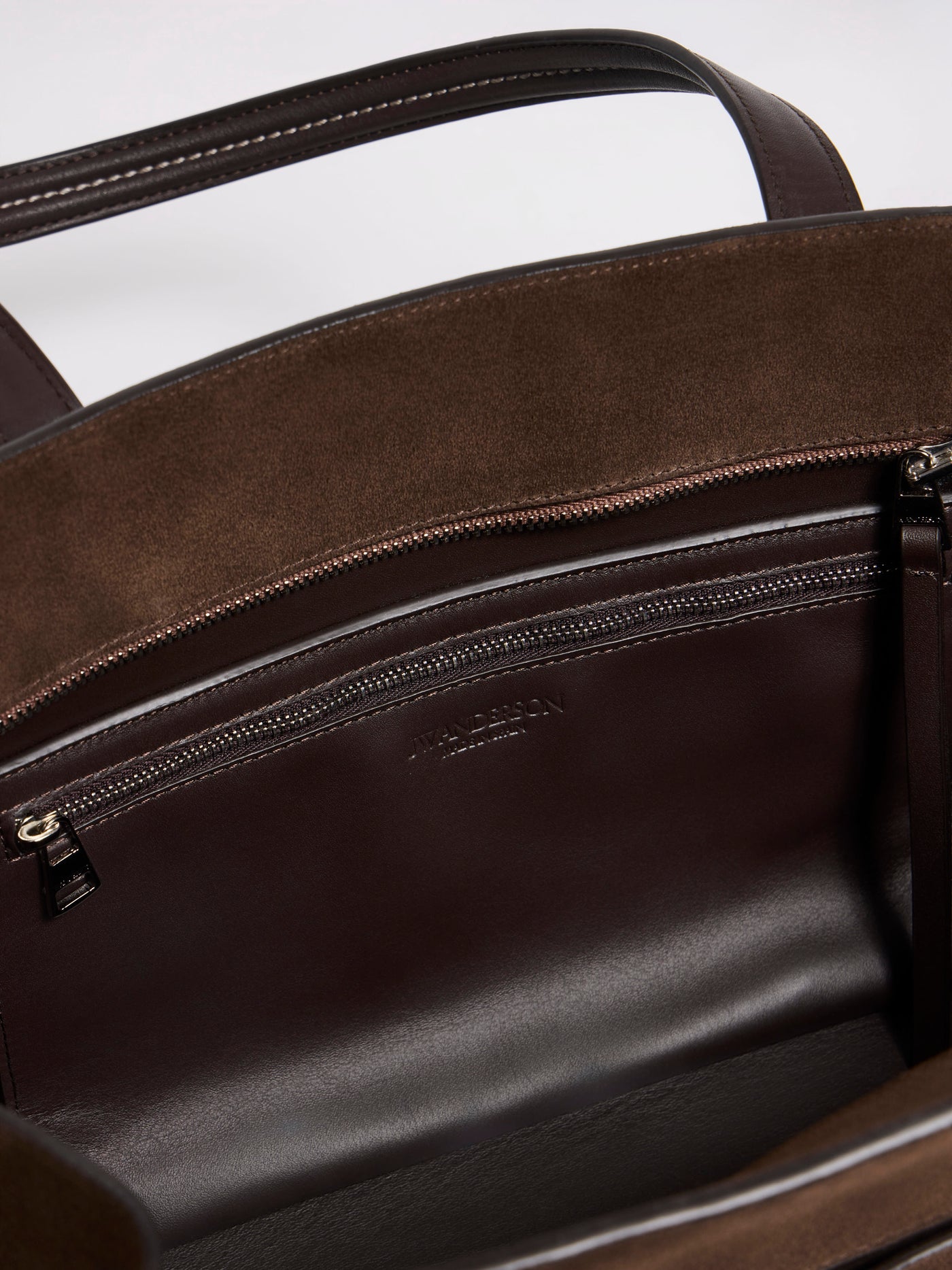 ELONGATED LOAFER CABAS BAG IN BROWN SUEDE