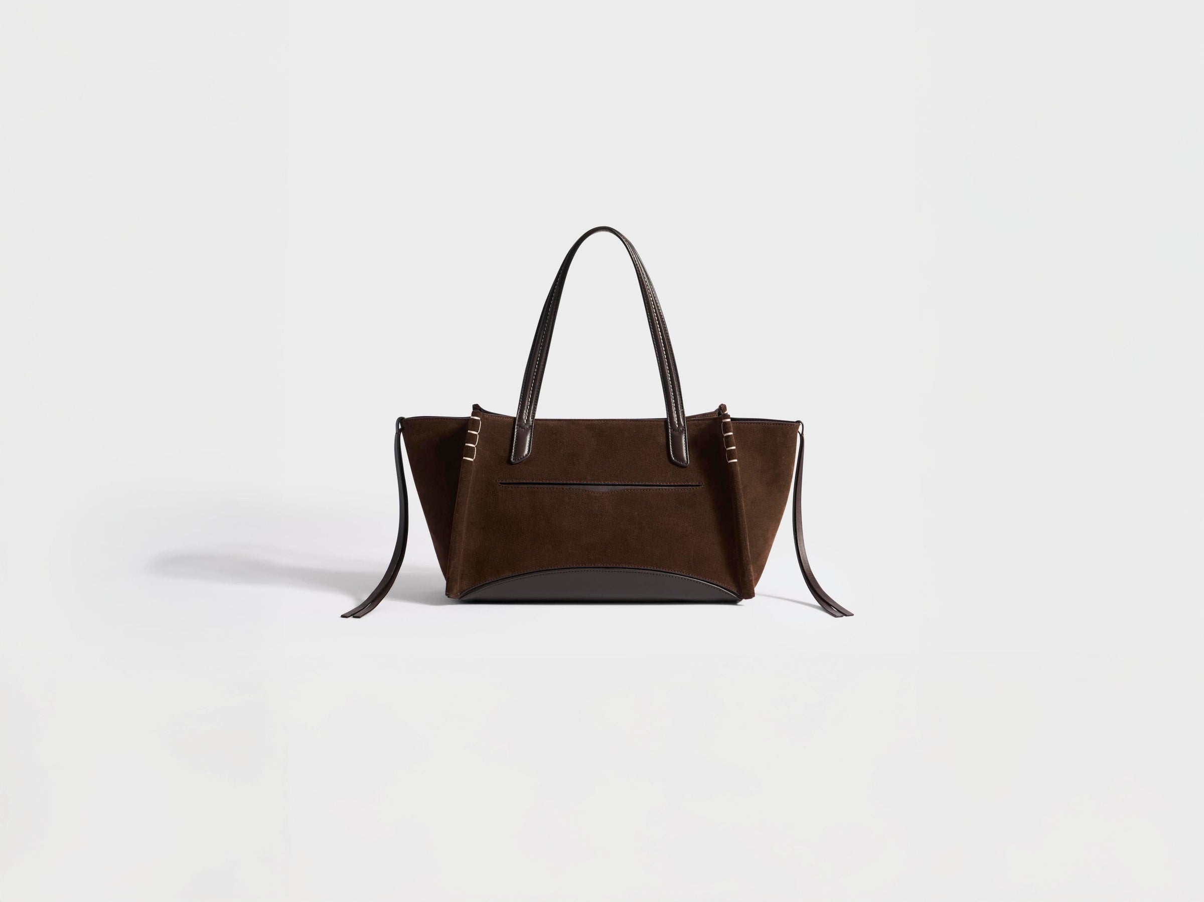 ELONGATED LOAFER CABAS BAG IN BROWN SUEDE