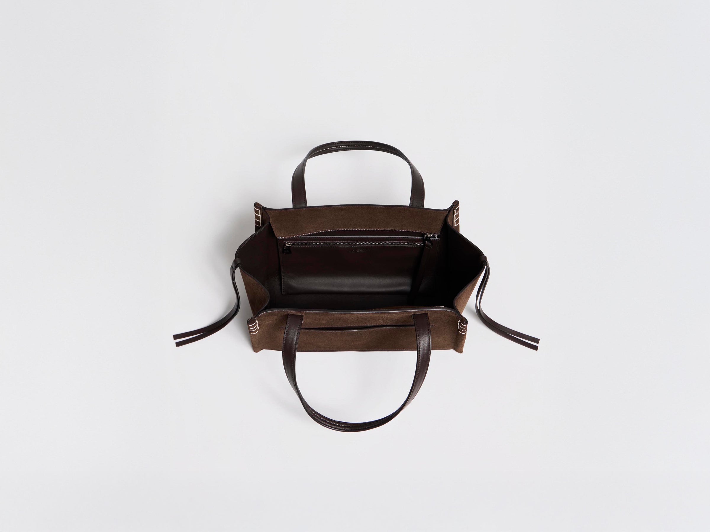 ELONGATED LOAFER CABAS BAG IN BROWN SUEDE