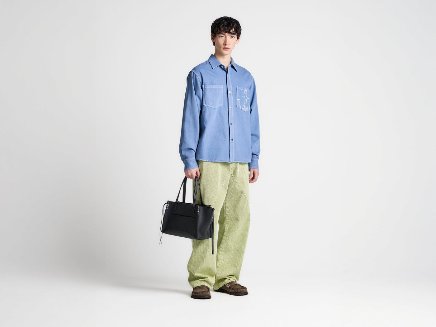 ELONGATED LOAFER CABAS BAG IN BLACK LEATHER