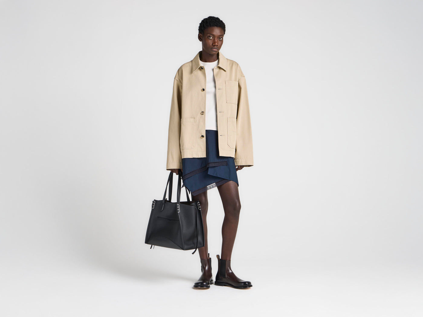 LOAFER CABAS BAG IN BLACK LEATHER