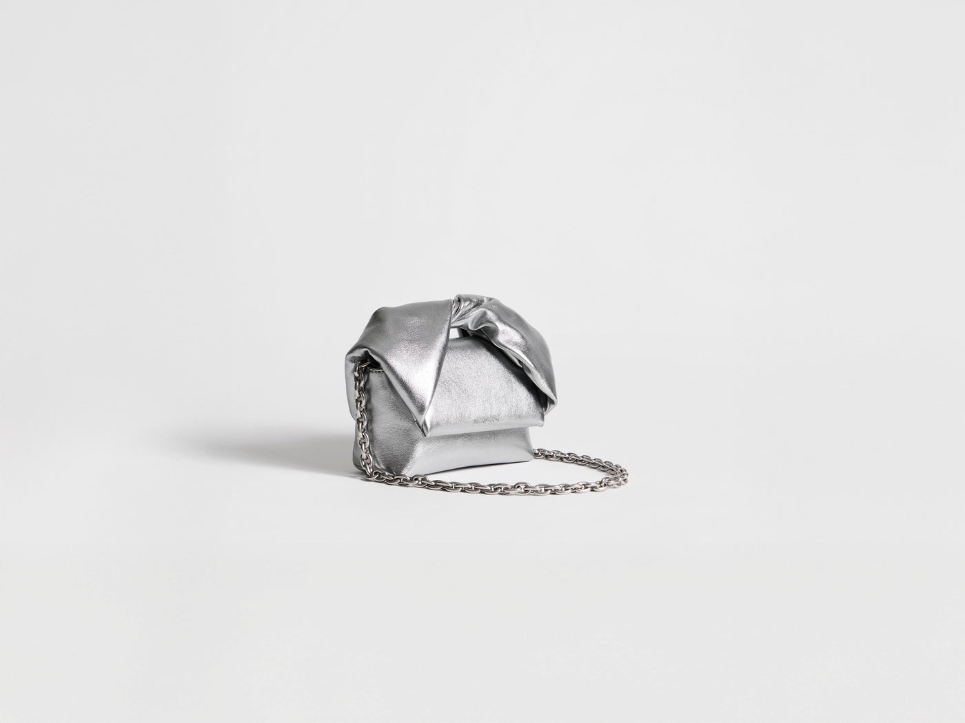 SMALL TWISTER BAG IN SILVER LEATHER