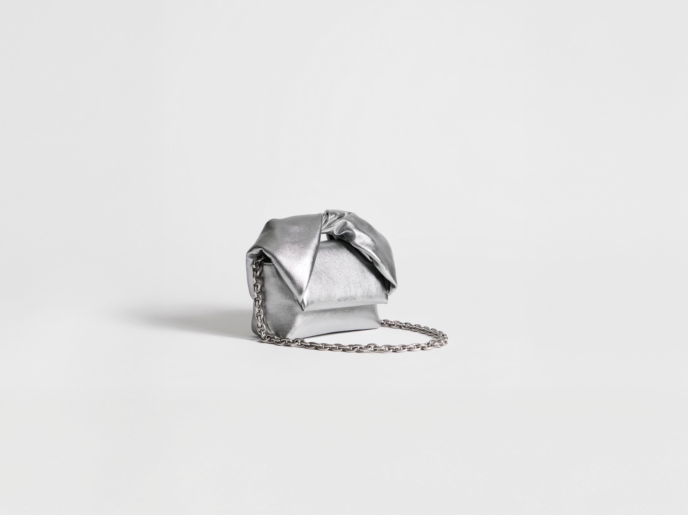 SMALL TWISTER BAG IN SILVER LEATHER