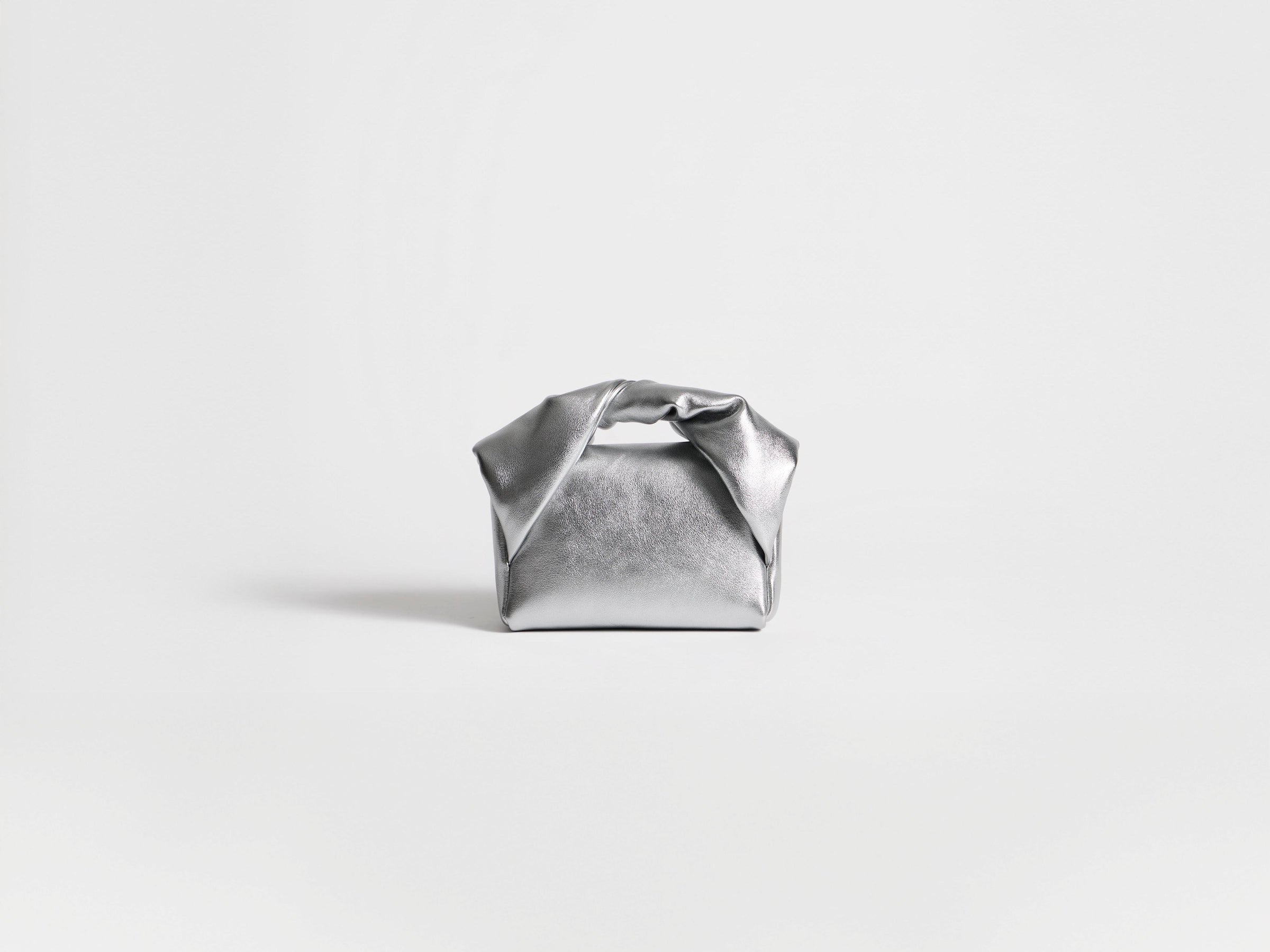 SMALL TWISTER BAG IN SILVER LEATHER