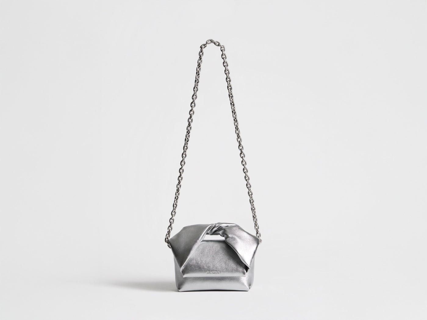SMALL TWISTER BAG IN SILVER LEATHER
