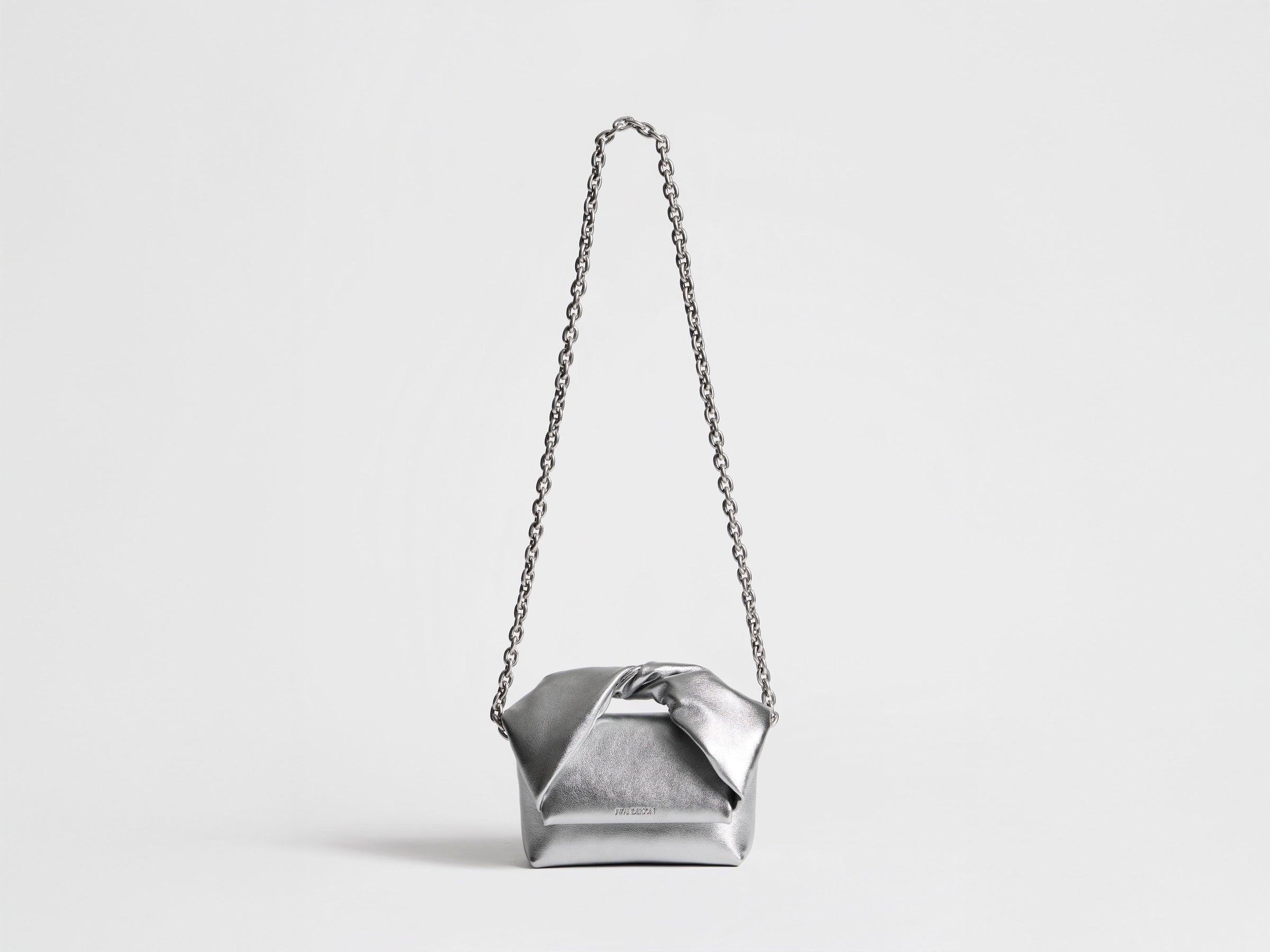SMALL TWISTER BAG IN SILVER LEATHER