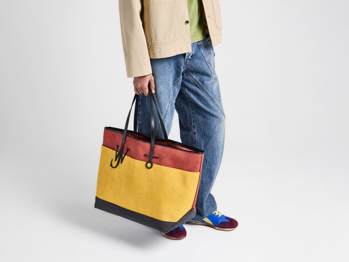 XL ANCHOR CANVAS & LEATHER TOTE IN RUST & MULTI