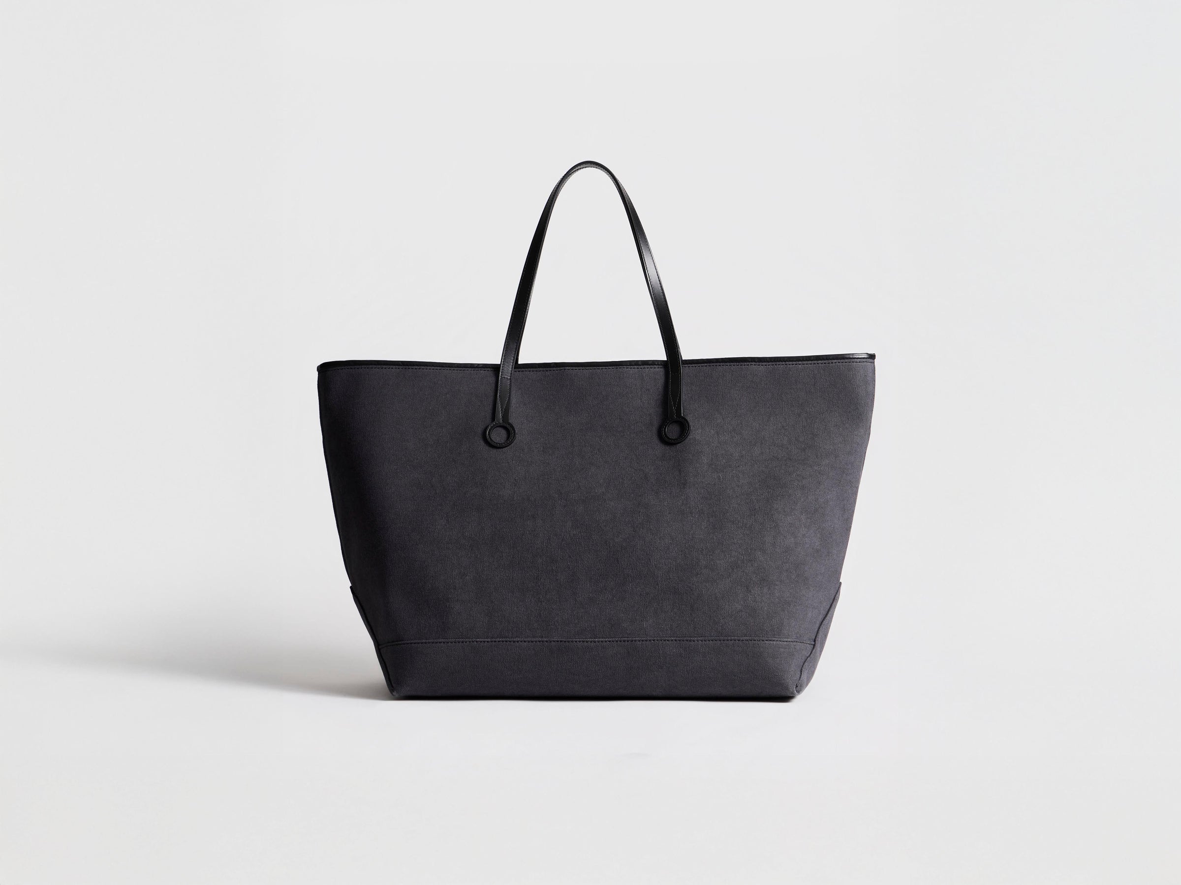 XL ANCHOR CANVAS & LEATHER TOTE IN NAVY