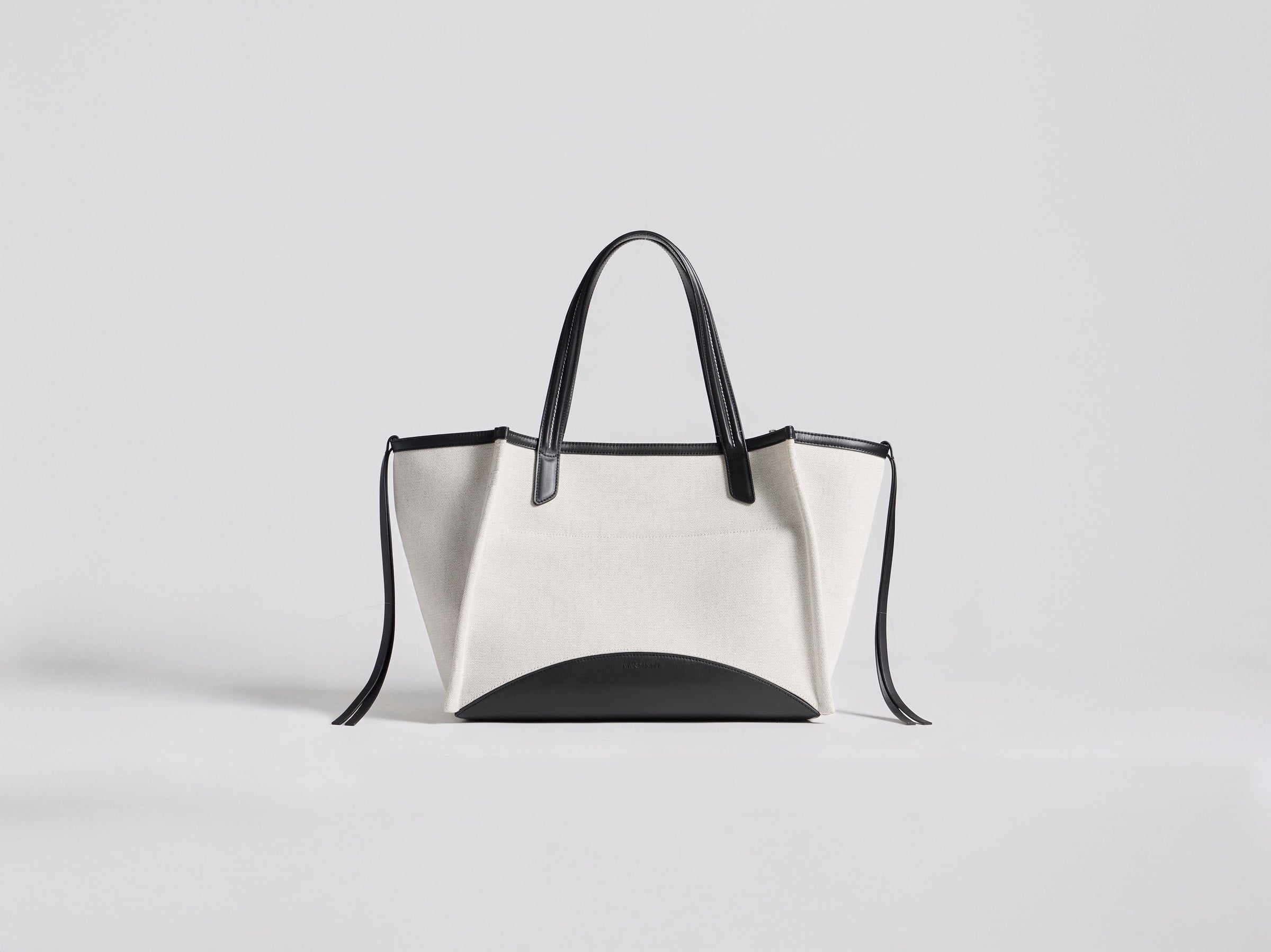 LOAFER CABAS BAG IN NATURAL CANVAS & BLACK LEATHER