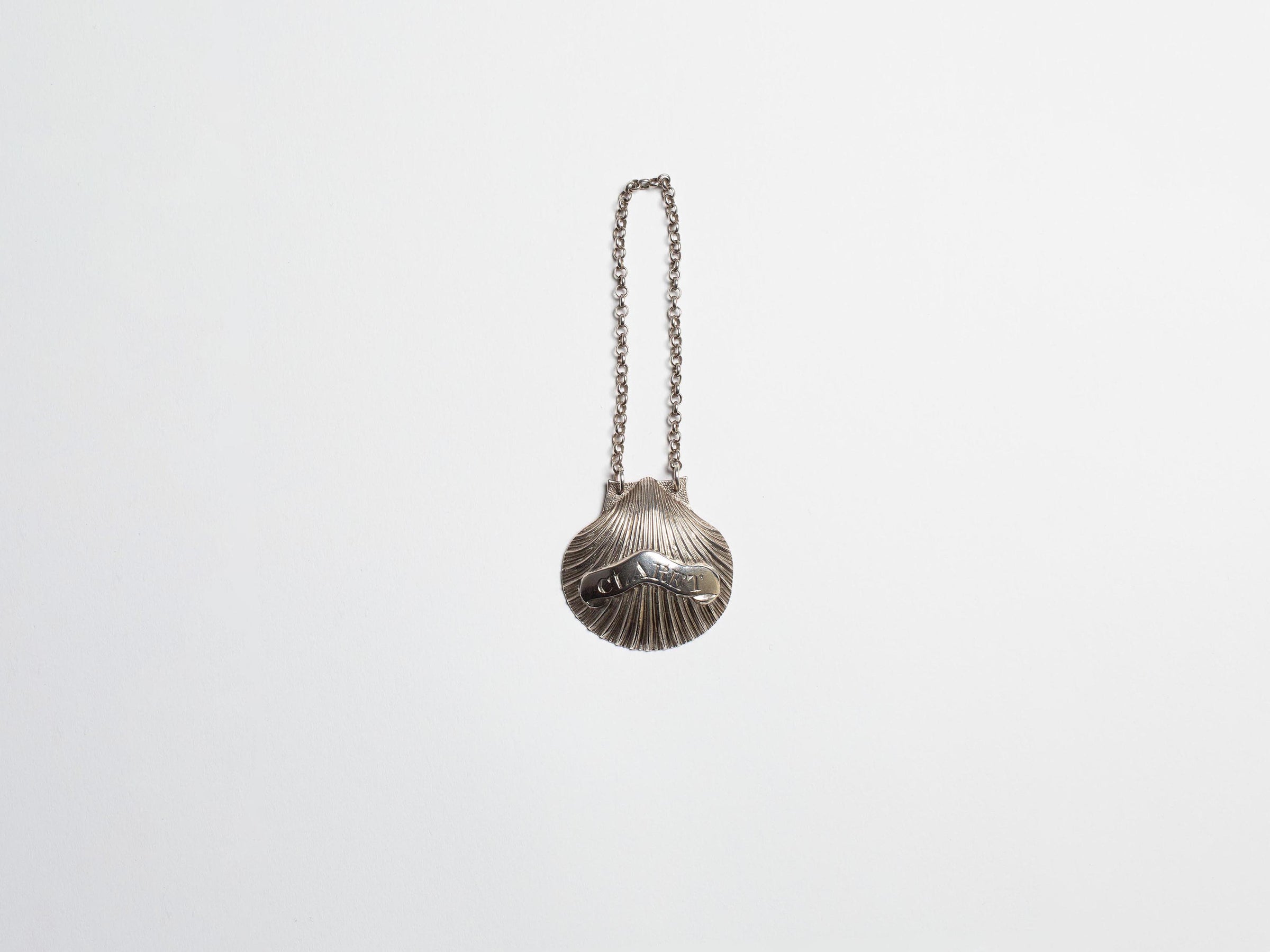 GEORGE III SILVER SHELL WINE LABEL [CLARET] IN SILVER