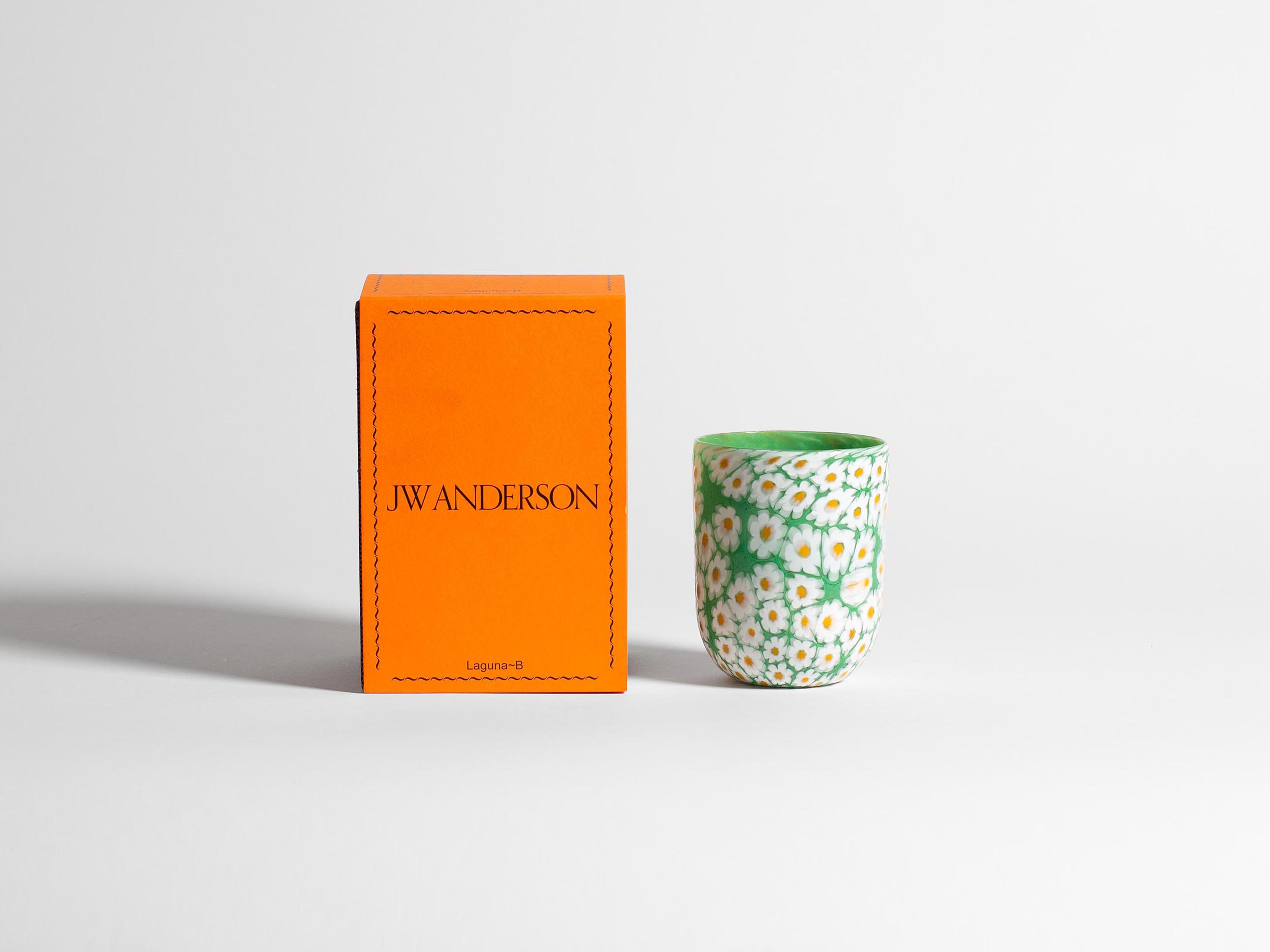 花瓶　98952 FULL MURRINA GLASS IN WHITE & GREEN in WHITE/GREEN