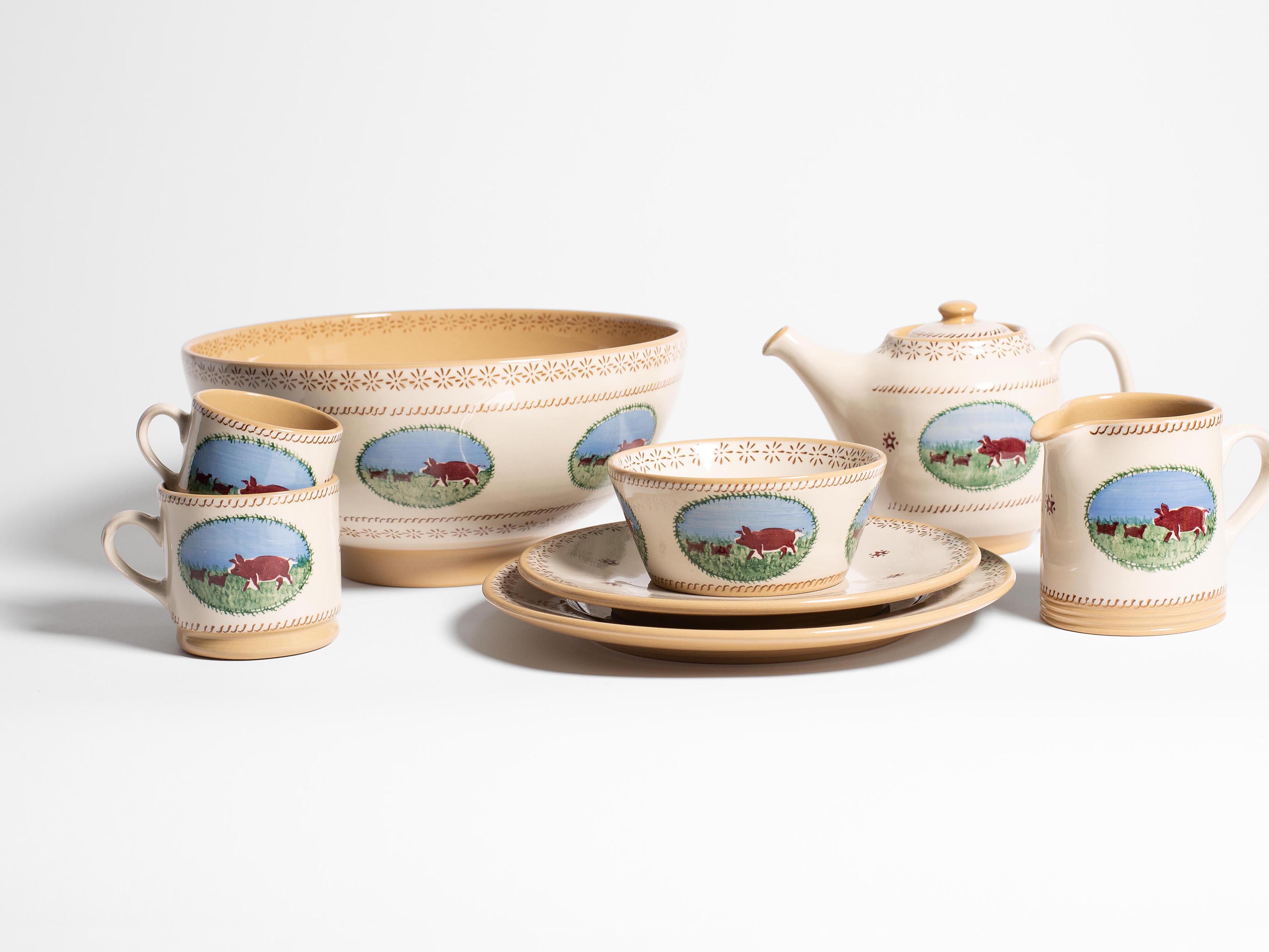 NICHOLAS MOSSE WHITE PIG TEA POT IN WHITE & MULTI in WHITE/MULTI