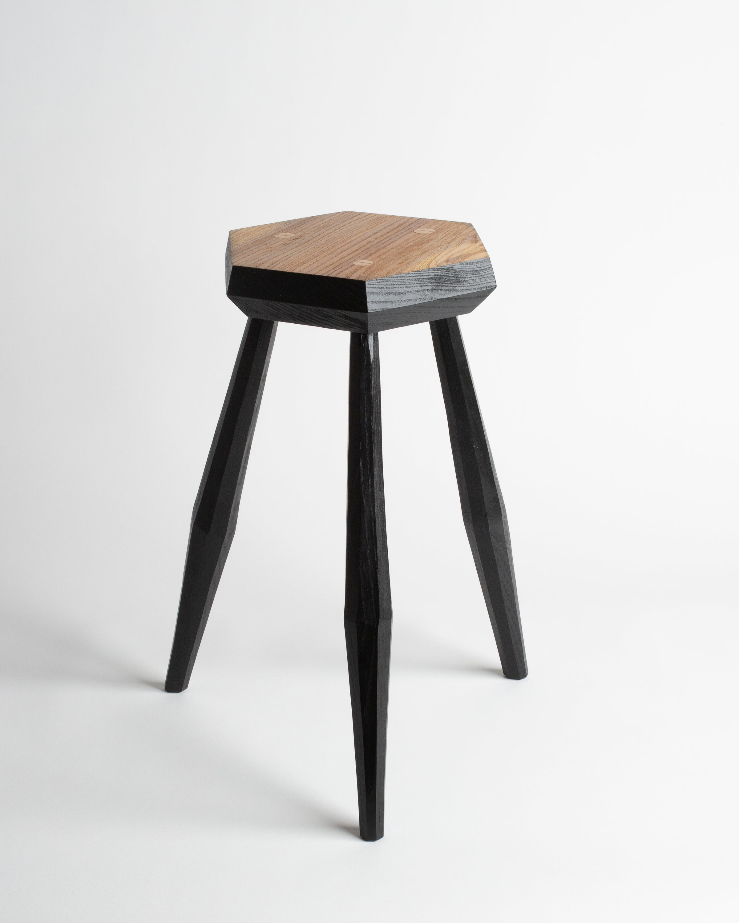 Sussex Elm Hexagon stool in Black