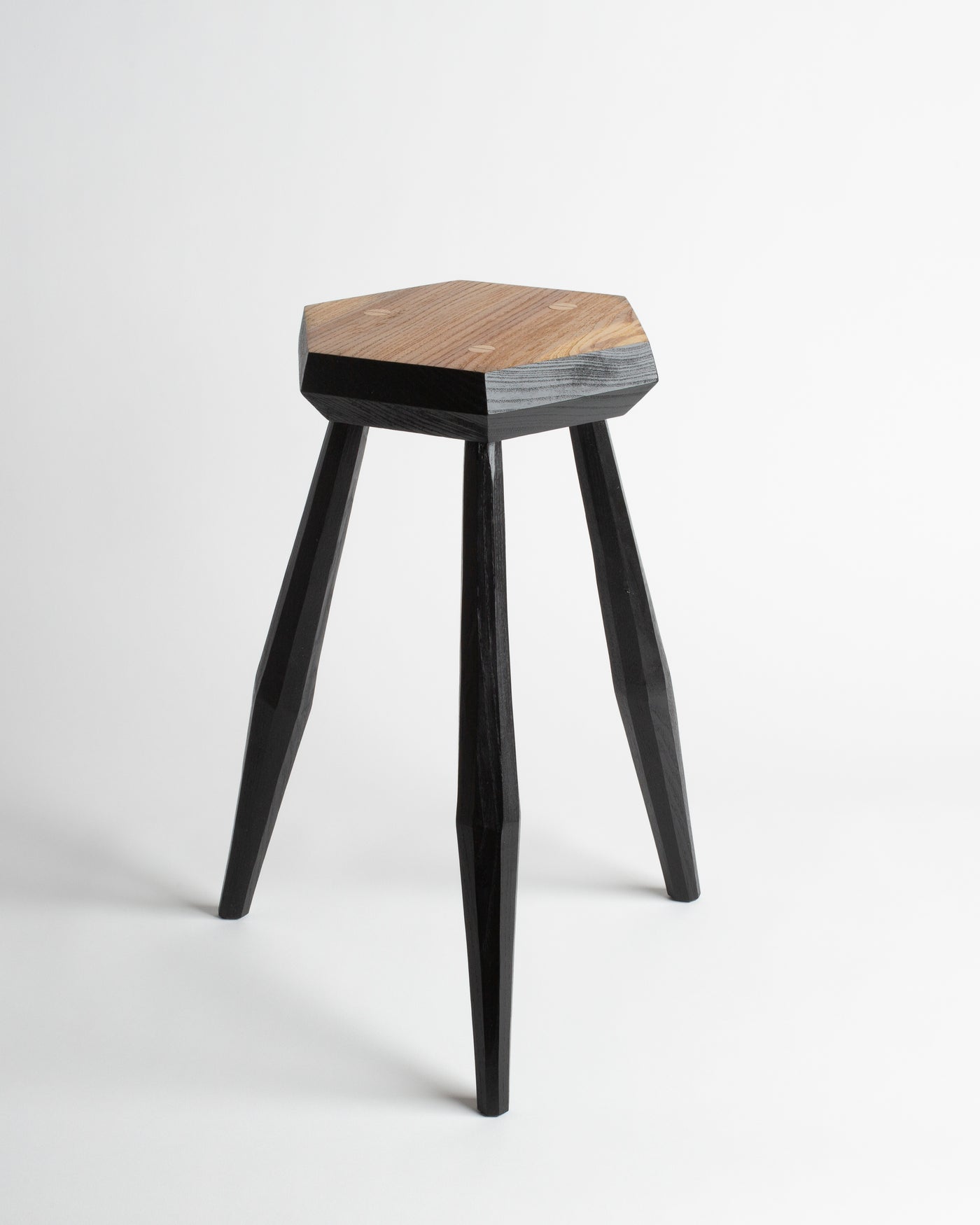 Sussex Elm Hexagon Milking Stool in Black