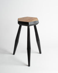 Sussex Elm Hexagon Milking Stool in Black