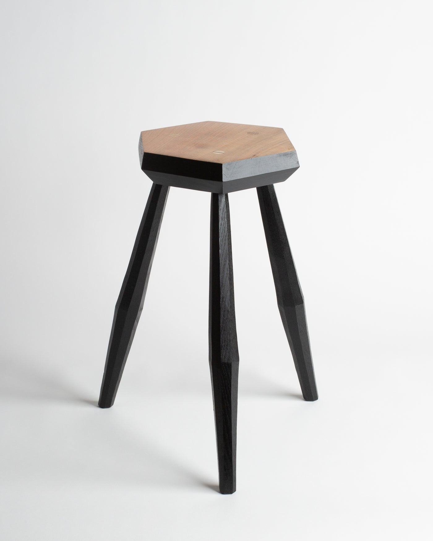 European Cherry Hexagon Milking Stool in Black