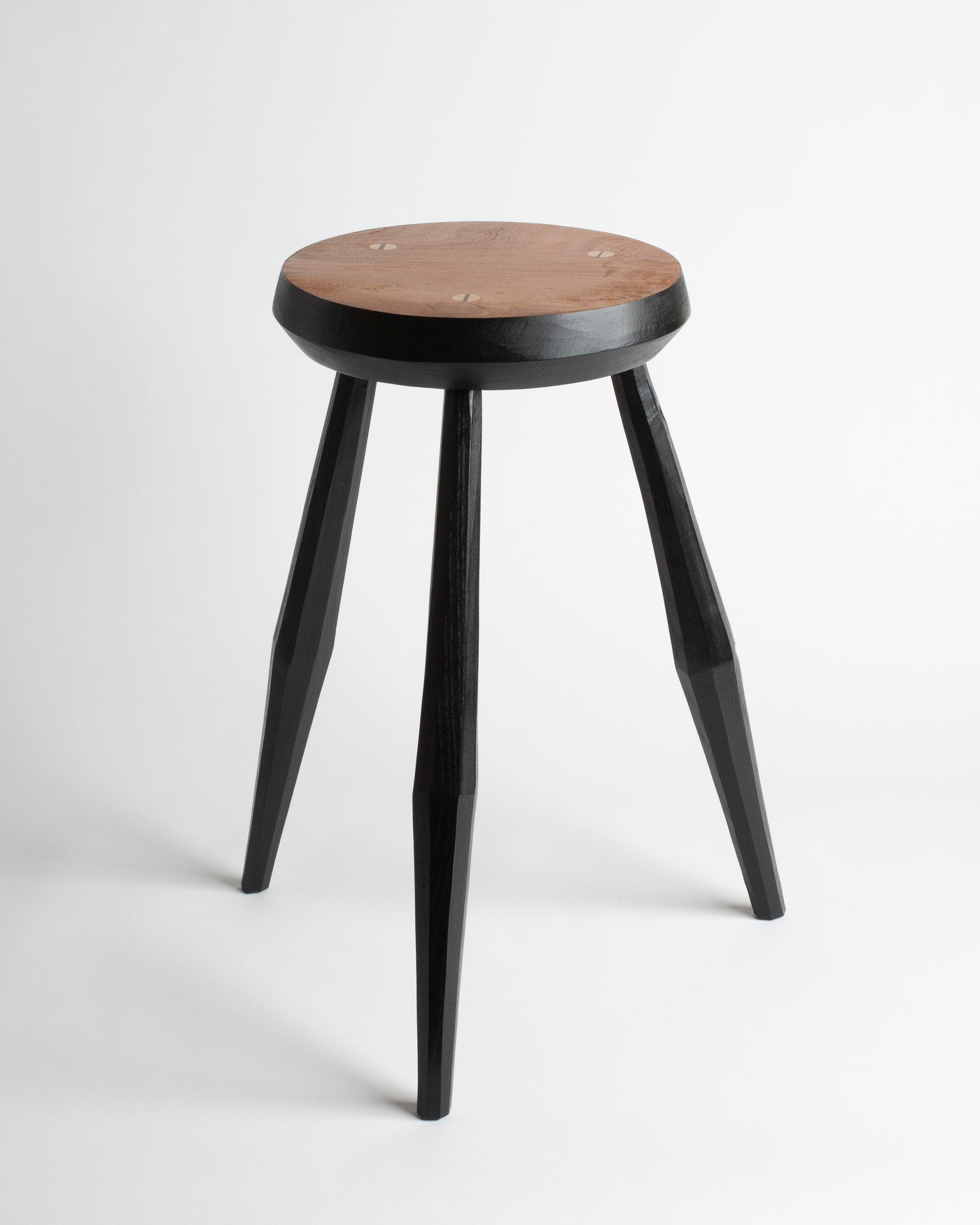 European Cherry Round Milking Stool in Black