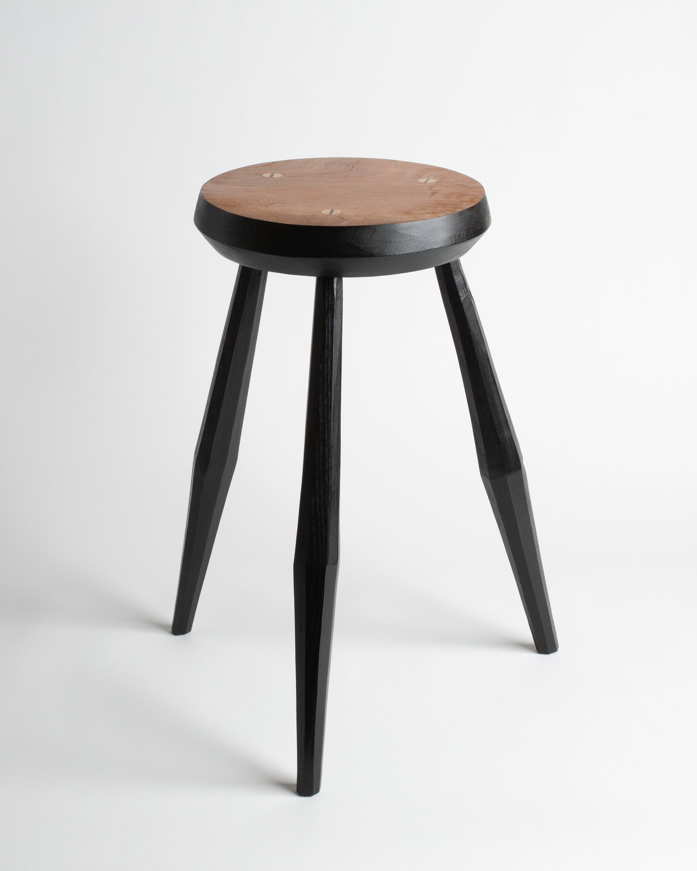 European Cherry Round Milking Stool in Black