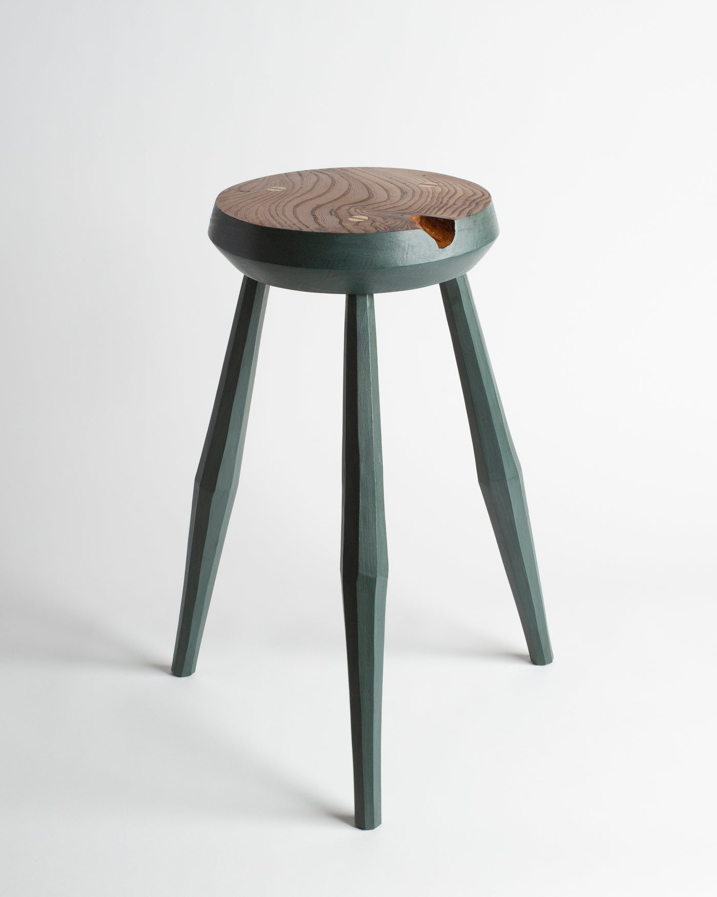 Sussex Elm Tall Round Milking Stool in Green